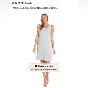 R & M Richards Women's Embellished-Neck Dress only in sage color